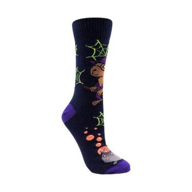 Imagem de Meia 3/4 Cano Alto Halloween Capivara Bruxa Infantil/Adulto - Miimos, 