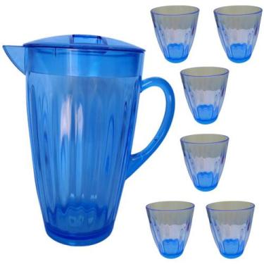 Imagem de Conjunto Jarra Água Suco Chá 2 Litros + 6 Copos Elegance 400 ml  - Mov