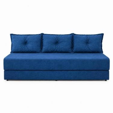 Imagem de Sofá Cama 3em1 em Tecido Suede Azul com Almofadas - Sofá que vira cama