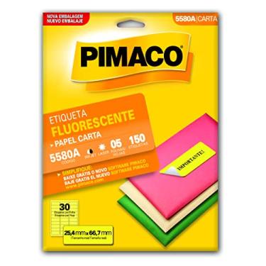 Imagem de Etiqueta fluorescente amarelo 5580a com 5 folhas Pimaco