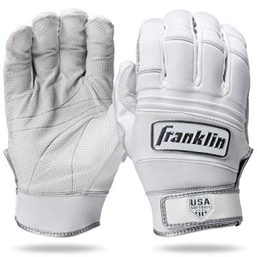 Imagem de Franklin Sports Luvas de softbol para todas as condições climáticas – Luvas femininas de rebatedor Fastpitch – Cromadas brancas – Femininas pequenas