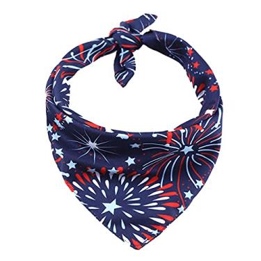Imagem de BinaryABC Bandana de cachorro com bandeira dos EUA, Bandana de cachorro com bandeiras americanas, 4 de julho, Dia da Independência Americana (fogos de artifício)