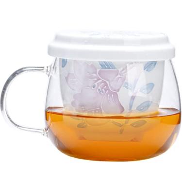 Imagem de XIALON Conjunto de xícara de chá com filtro de água e separação de água de 280 ml, caneca pintada à mão