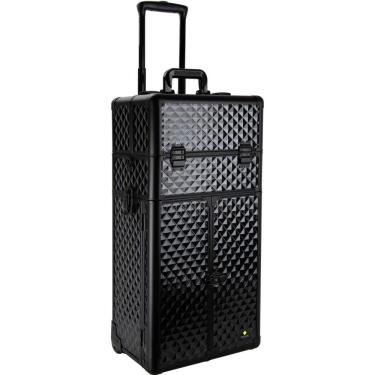 Imagem de Maleta Maquiagem Profissional Alumínio ABS 2 em 1 Pelegrin PEL-M1023 Preta