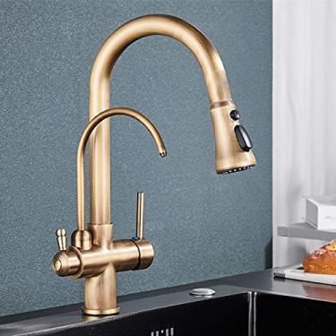 Imagem de Guindaste filtrado preto fosco para cozinha pull out spray 360 rotação torneira de filtro de água de três vias torneira de cozinha misturador tipo a, sutiãs antigos, china