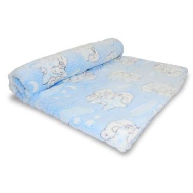 Imagem de Cobertor Mantinha Bebe Manta Estampado Menino Azul Baby Soft - Breeze