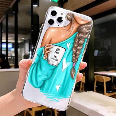Imagem de Fundas Para iPhone 8 7 6S Plus 11 Pro XS MAX XR X Coque Para iPhone SE 2020 11 12 13 Mini Pro Max Case Café Mulher Capa, C, Para iPhone 5 5S SE