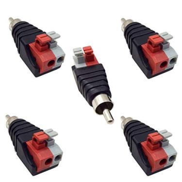 Imagem de BfyBest 2 pacotes de alto-falantes RCA macho para 2 parafusos terminal fêmea fita de áudio vídeo mola tipo conector de bálsamo adaptador (RCA M/AV F)
