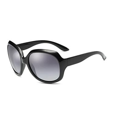 Imagem de Óculos de sol femininos polarizados moda armação retrô óculos femininos espelho vintage óculos de sol femininos de luxo, C1 preto, sem estojo