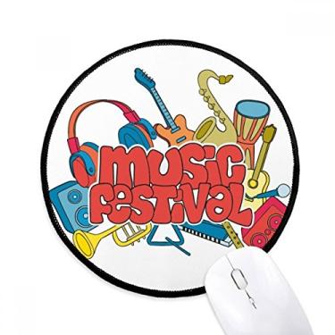 Imagem de DIYthinker Tapete de mouse padrão festival de música de guitarra mousepad desktop escritório tapete redondo para computador
