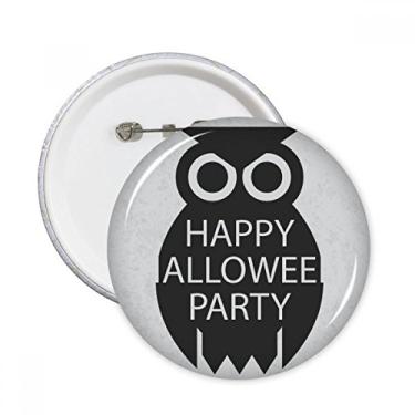 Imagem de Decoração de Halloween simples de desenho animado preto coruja pinos redondos crachá botão emblema acessório 5 peças