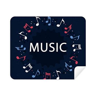 Imagem de DIYthinker Pano de limpeza de notas musicais vermelho azul redondo 2 peças tecido de camurça