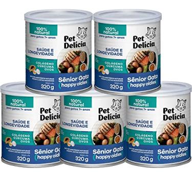 Imagem de Kit 5 Ração Úmida Pet Delícia Gatos Sênior Happy Oldies