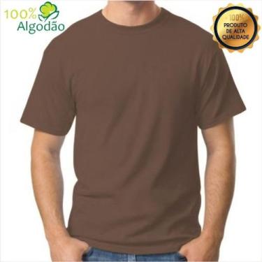 Imagem de Camisa Marrom Básica 100% Algodão 30.1 Camiseta Premium Alta Qualidade