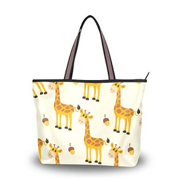 Imagem de ColourLife Bolsa com alça superior de girafa selvagem bolsa de ombro para mulheres e meninas, Multicolorido., Large
