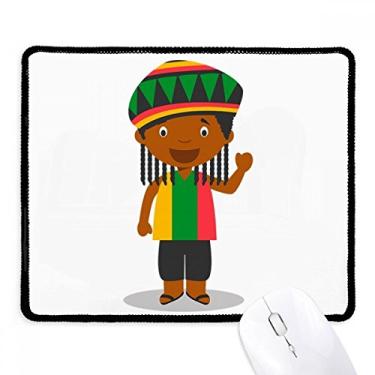 Imagem de Mouse pad preto Wild Jamaica desenho animado borda costurada tapete de borracha para jogos