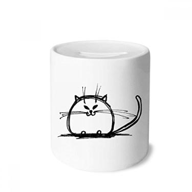Imagem de DIYthinker Caixa de dinheiro encaracolada para gato pesado sorriso, caixa de moedas de cerâmica, presente de cofrinho