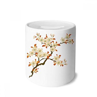 Imagem de DIYthinker Caixa de moedas de cerâmica com estampa de folhas de flor, papel de parede, caixa de dinheiro