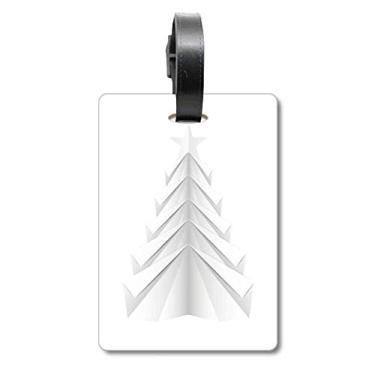 Imagem de White Abstract Christmas Tree Origami Bagagem Bagagem Bagagem Etiqueta Scutcheon Etiqueta