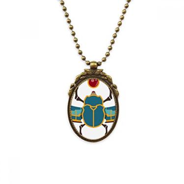 Imagem de DIYthinker Colar antigo egípcio vermelho amarelo azul besouro atonismo pingente vintage chaveiro