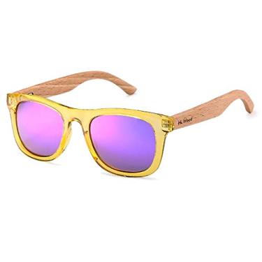 Imagem de Óculos de Sol HU WOOD Kids Polarizados Óculos de Sol Design Madeira Bambu Infantil com Proteção Uv400 (C3)