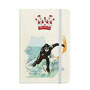 Imagem de Caderno de Inverno Esportivo Speed Skating Masculino Atletas Natal Snowman Capa Dura Grossa