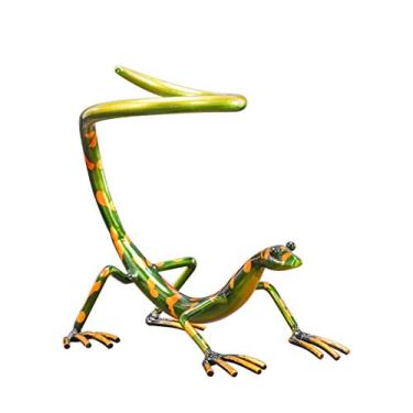 Imagem de UKURO Suporte de garrafa de vinho Gecko estátua suporte de metal escultura bar suporte de vinho tinto prateleira criativa para decoração de sala de estar