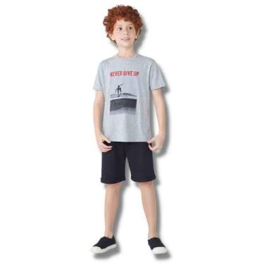 Imagem de Conjunto Menino Hering Kids Camiseta Com Bermuda 5Aq2 Cinza
