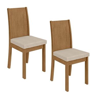 Imagem de Conjunto 2 Cadeiras Lopas Athenas Sala De Jantar Amêndoa E Linho Rinzai Bege
