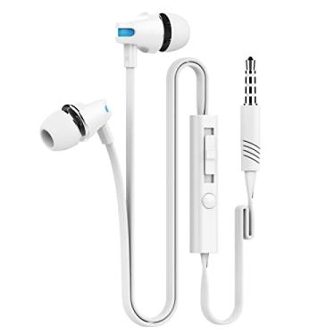 Imagem de Fones de ouvido intra-auriculares, subwoofer de sintonia com controle de fio com macarrão trigo, fones de ouvido para celular (branco)