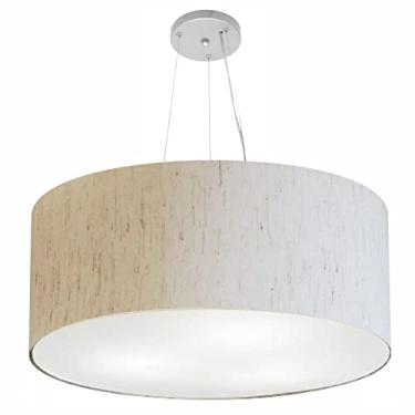 Imagem de Lustre Pendente Cilíndrico Cúpula Tecido 60x30 cm, Vivare Iluminação, Pendente4074 LLA-35, Linho Bege, Grande
