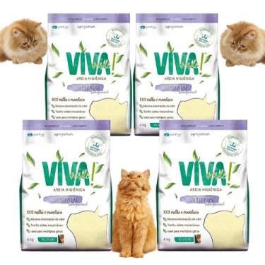 Imagem de Kit 4 Areia Higiênica Para Gatos Biodegradável Limpeza Plena Viva Verde - 4kg