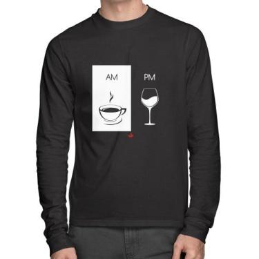 Imagem de Camiseta Algodão Am Café Pm Vinho Manga Longa - Foca Na Moda