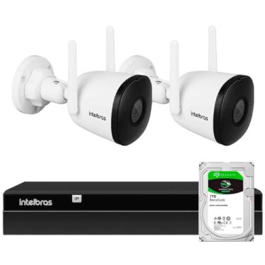 Imagem de Kit 2 Câmeras WiFi Visão Noturna 30m Intelbras iM5 SC Full HD 1080p Microfone + NVR Gravador 1404 4 Canais + HD 1TB BarraCuda
