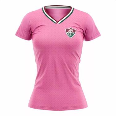 Imagem de Camiseta Fluminense Rosa Bloom Feminina- Licenciada - Braziline