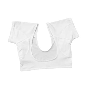 Imagem de Housoutil 2 Peças colete tops de treino feminino almofada nas axilas camisa esportiva camisa masculina camisa social feminina manga curta almofada de suor protetor roupa íntima cara branco