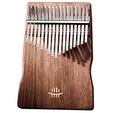 Imagem de Kalimba 17 teclas piano de polegar de madeira maciça Marimbas piano de dedo, instrumento de piano de polegar de tecla C para amantes de música, com livreto de estudo de martelo de afinação (18 cm x 13