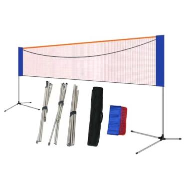 Imagem de Rede De Badminton Ajustável Com Suporte, Redes De Pickleball De Aço Inoxidável Com Saco De Armazenamento, Para Parque Interno E Externo (Color : Stainless steel style, Size : 4.1m/14ft)