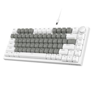 Imagem de ATTACK SHARK Teclado mecânico de troca a quente, 75% por cento, teclado TLK personalizado com fio para jogos com botão giratório, espuma Poron, almofada de silicone, retroiluminação LED, NKRO para