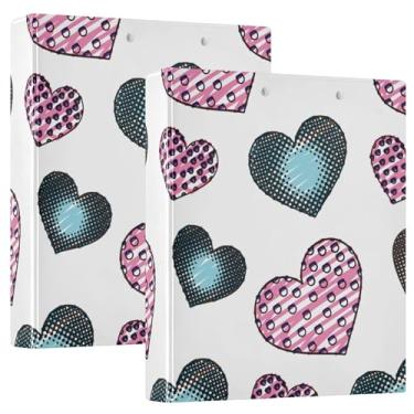 Imagem de Fichários de caderno Doodle Hearts Valentine Love de 3,8 cm, anéis redondos, fichários para notebook com prancheta, pacote com 1/2 fichário estético, 200 folhas