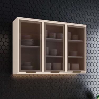 Imagem de Armário Aéreo 3 Portas 100% Mdf Com Vidro Aurora - Espresso Móveis