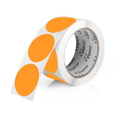 Imagem de Perco Etiquetas de adesivos de ponto redondo laranja fluorescente de 5 cm com adesivo permanente - 500 etiquetas por rolo - Cores vibrantes, forte adesão - Feito nos EUA