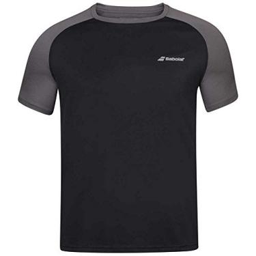 Imagem de Babolat Camiseta masculina Play com gola redonda para treinamento de tênis, preto/preta (tamanho médio dos EUA)