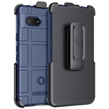 Imagem de Capa com clipe para celular Google Pixel 7a (2023), Nakedcellphone Special Ops Tactical Armor Rugged Shield Cover e [catraca giratória] coldre com clipe de cinto [textura de aderência fosca] - azul