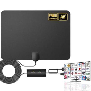 Imagem de tongyu Antena de TV 2023 para Smart TV com amplificador e amplificador de sinal, antena interna de TV de longo alcance de 500 km, suporte de antena de TV digital 4K 1080P para todas as HDTV mais