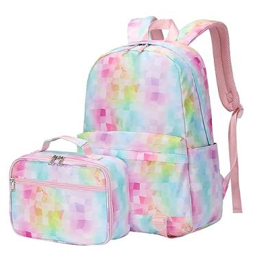 Imagem de Mochila feminina com estampa clara e doce, mochila escolar feminina moderna, bolsa feminina, dois conjuntos, mochila esportiva para mulheres, rosa, One Size, Mochilas Tote