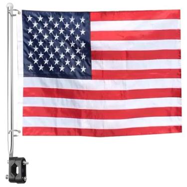 Imagem de Amarine Made Suporte em trilho de aço inoxidável para montagem em púlpito de barco (7/8" - 3 1/4"), mastro de bandeira marinha de iate barco com bandeira dos EUA