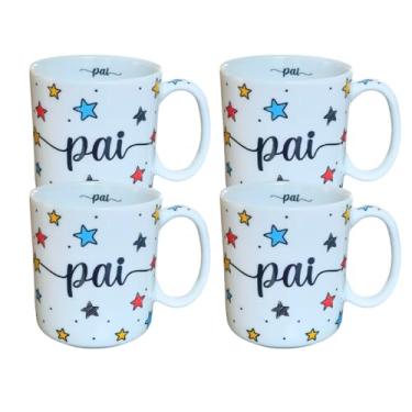 Imagem de Genérico, Kit 4 Canecas 300ml Pai - Porcelana - Decoração Estrela