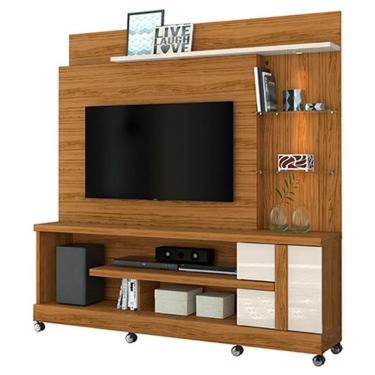 Imagem de Estante Home Theater Alan com Rodízios Naturale Off White – Madetec