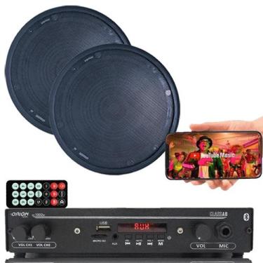 Imagem de Kit Som Ambient Receiver Bt 1002+2 Arandelas Teto Gessopreta - Geral